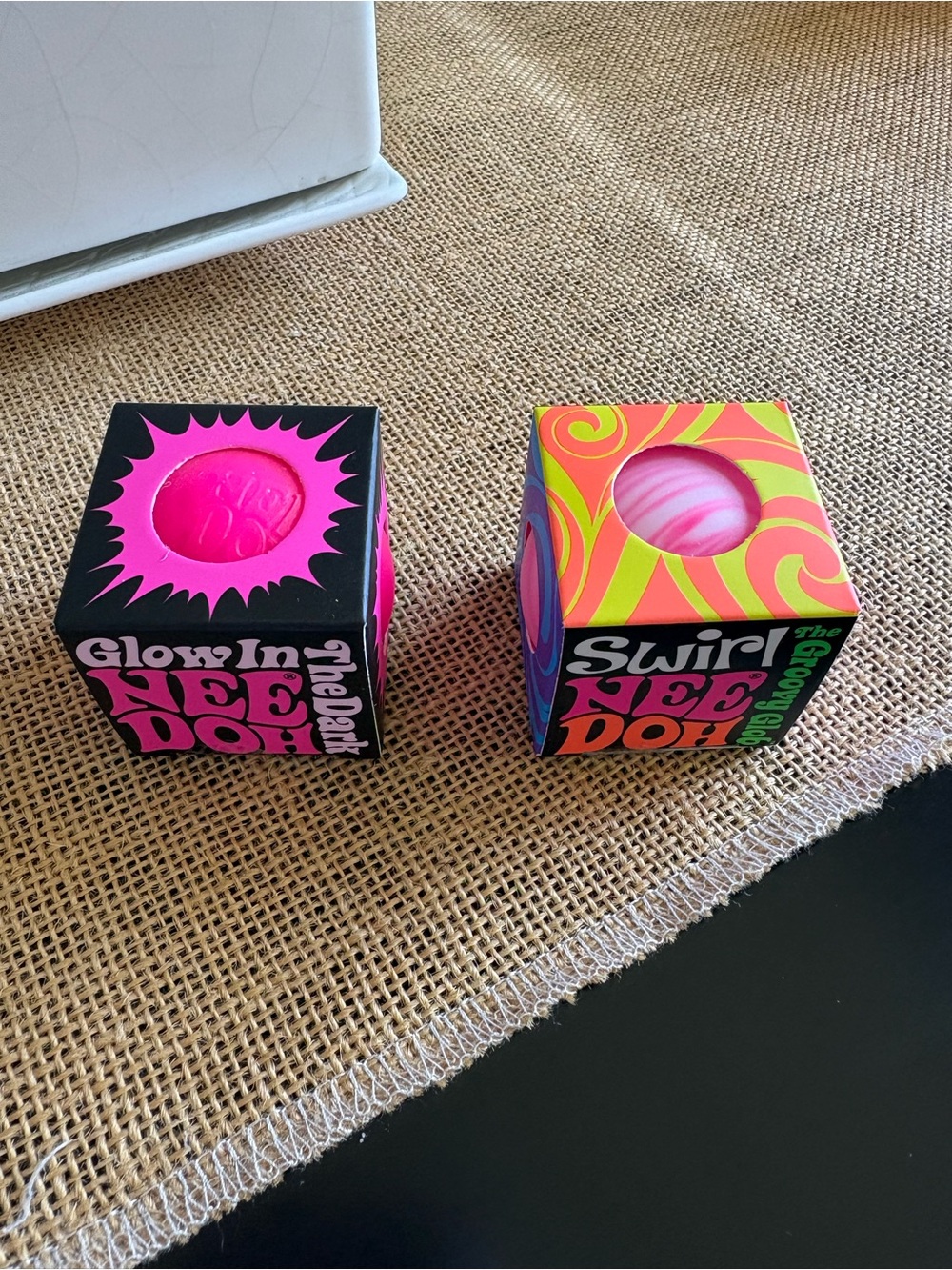 Bundle of 2: Pink Teenie Needoh Glow In The Dark & Swirl Groovy Glob Sensory Toy